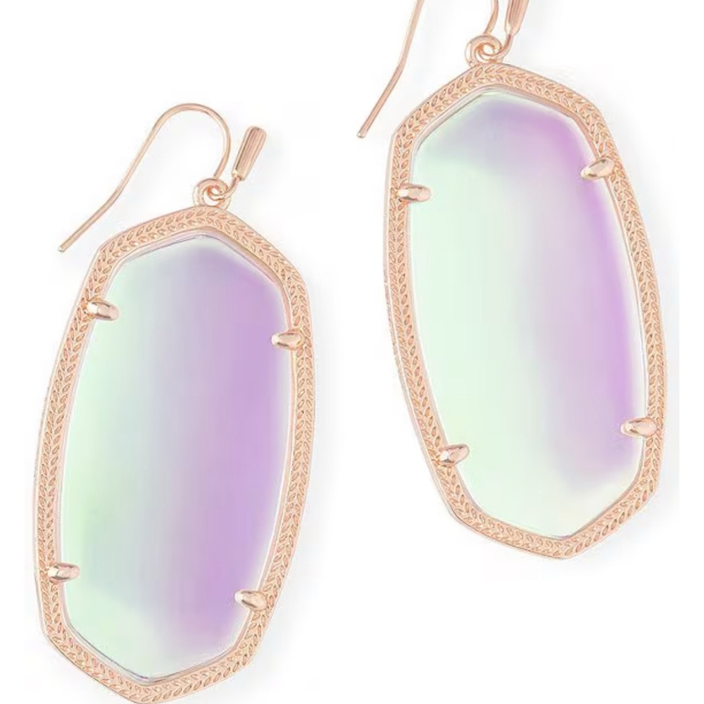 Kendra Scott Rose Gold Dichroic Glass Drop Earrings